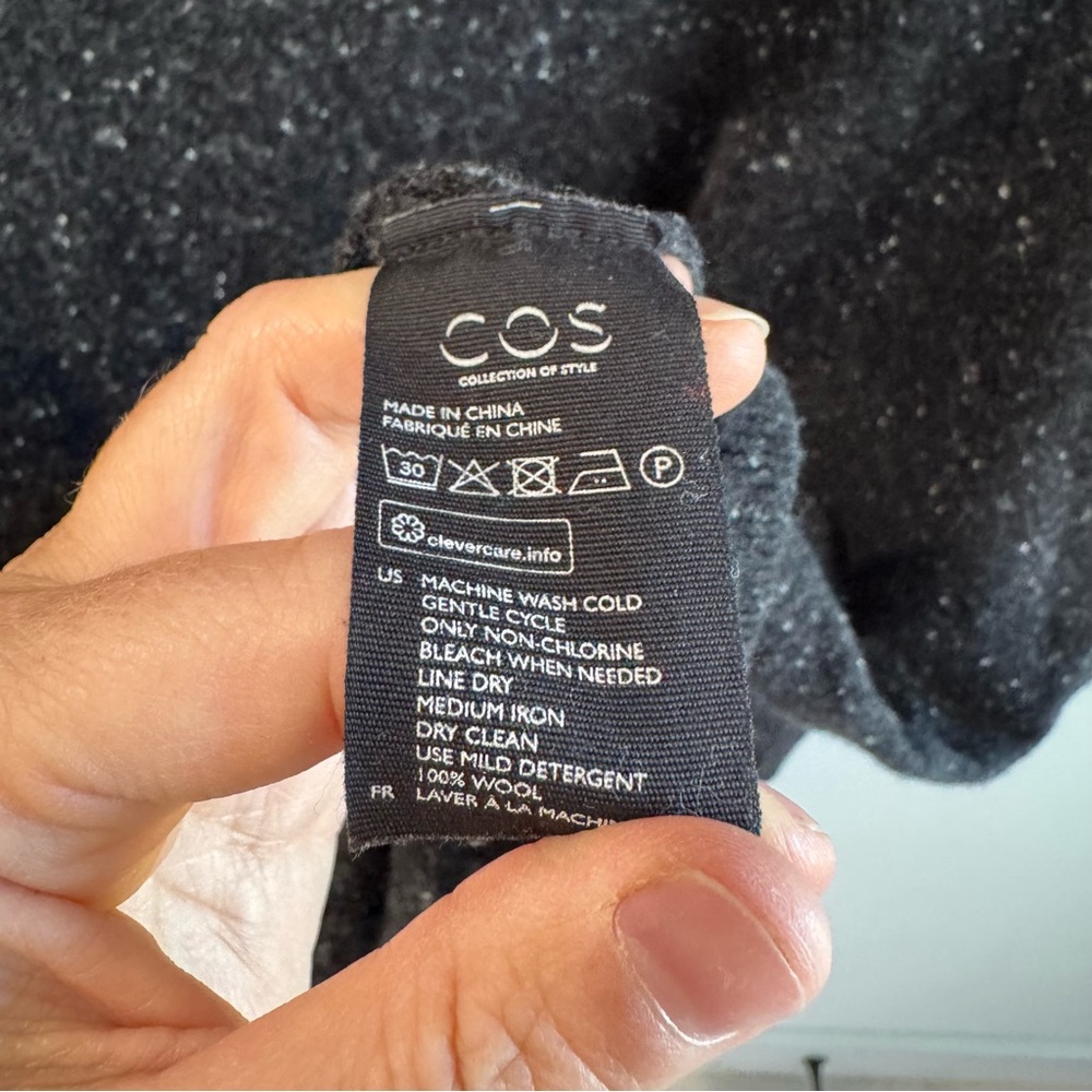 COS Merino Wool Dark Grey Marled Oversized Turtleneck Sweater Small - Picture 4 of 7